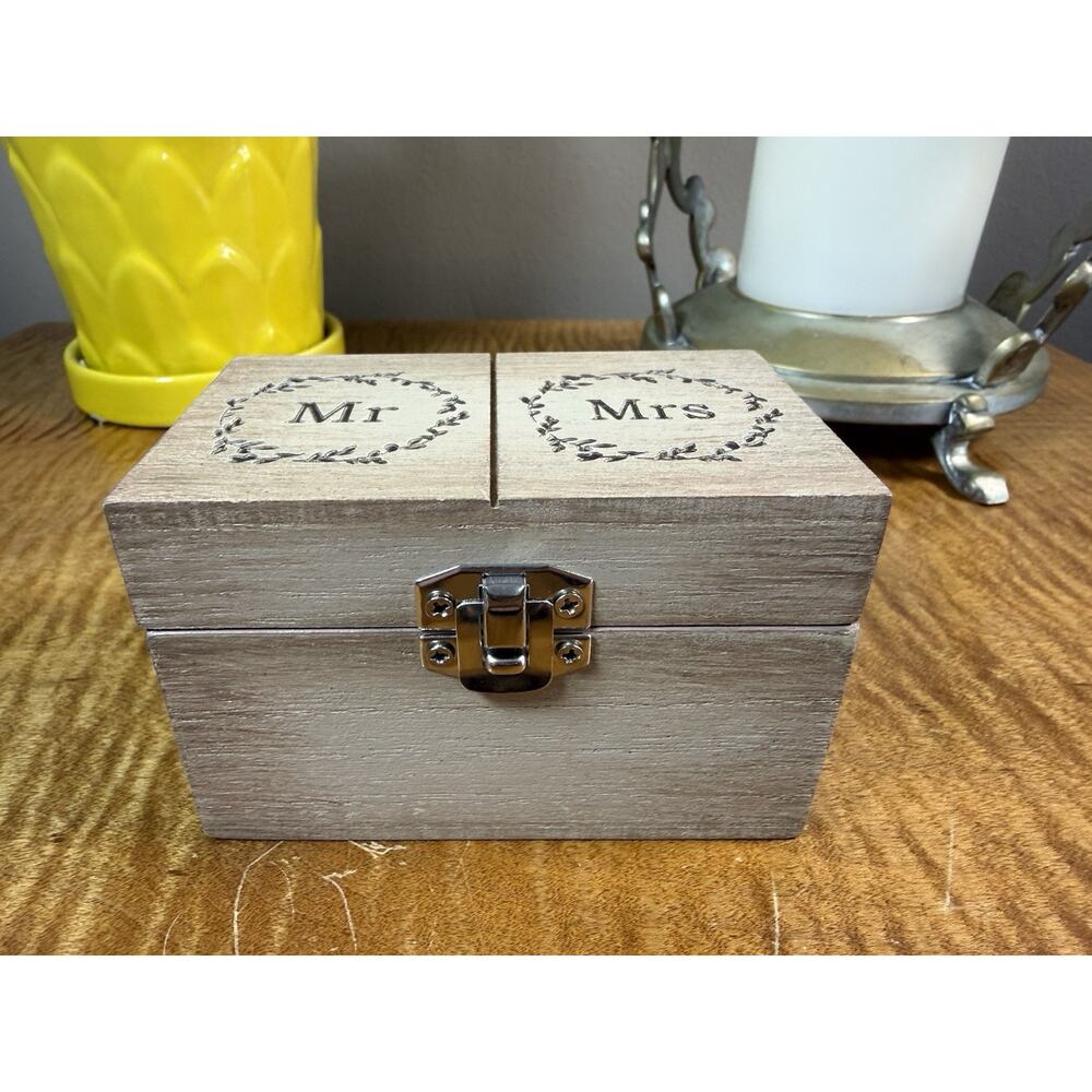 Wedding Ring Jewelry Box Mr & Mrs Ring Holder Wooden Ring Box Bridal
